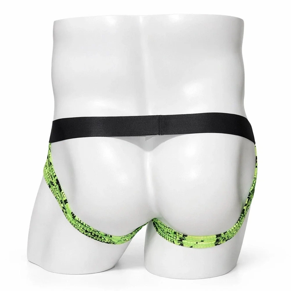 Jockmail Men's Neon Green Snake-Print Briefs